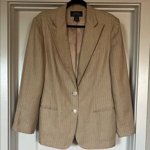 Vintage 90s Ralph Lauren 100% Linen Pinstripe Blazer – Cream/White